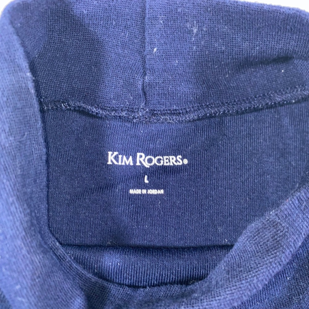 Kim Rogers Womens Navy Blue Mock Neck Long Sleeve Top Size Large Classic Knit - Picture 2 of 6